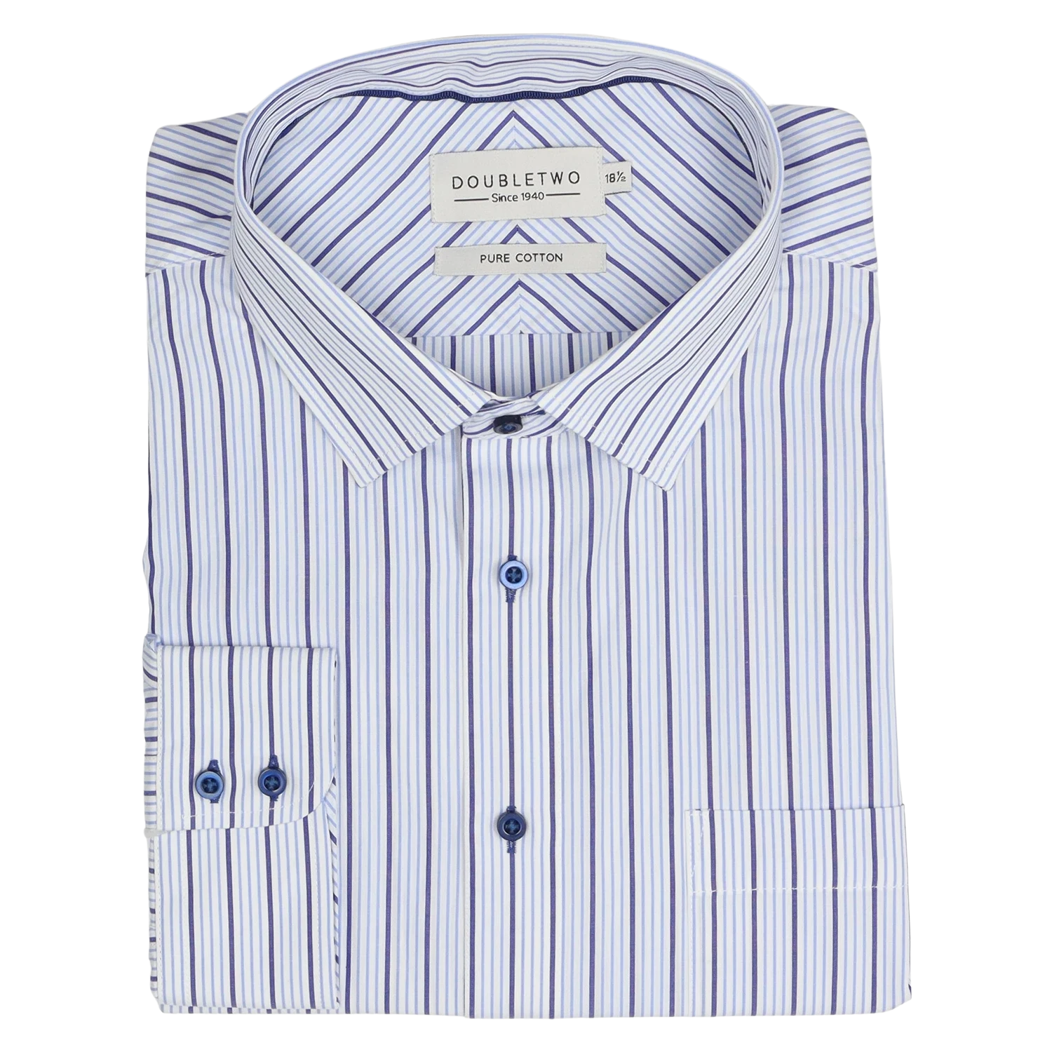 Double Two Stripe Long Sleeve Formal Shirt For Men Coes