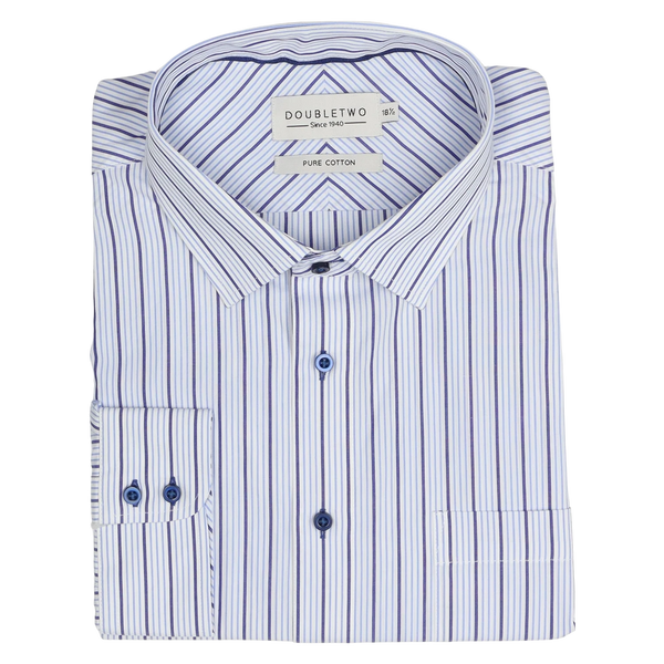 Double Two Stripe Long Sleeve Formal Shirt for Men
