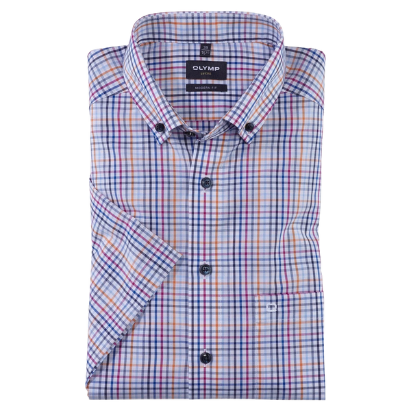 OLYMP Multi Check Short Sleeve Shirt for Men