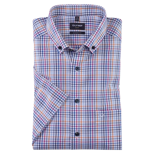 OLYMP Multi Check Short Sleeve Shirt