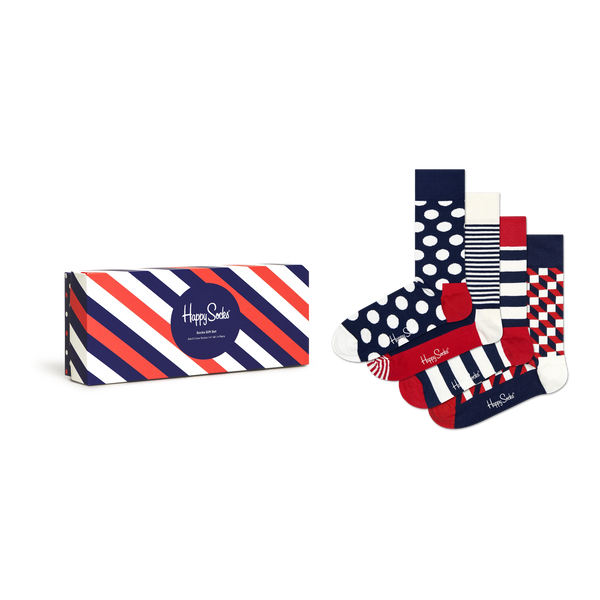 Happy Socks 4 Pack Classic Navy Socks Gift Set for Men