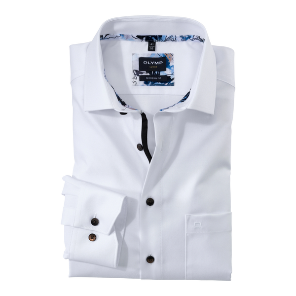 Olymp Twill Long Sleeve Shirt With Contrast Buttons for Men