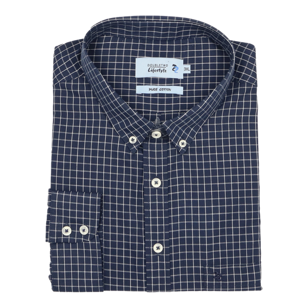 Double Two Long Sleeve Check Shirt for Men