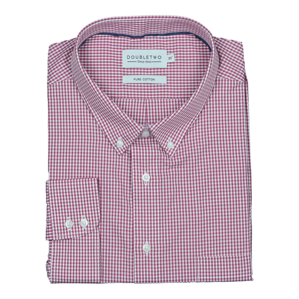 Double Two Long Sleeve Small Check Shirt for Men