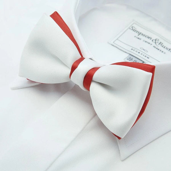 Coes Two Tone Bow Tie in White and Red