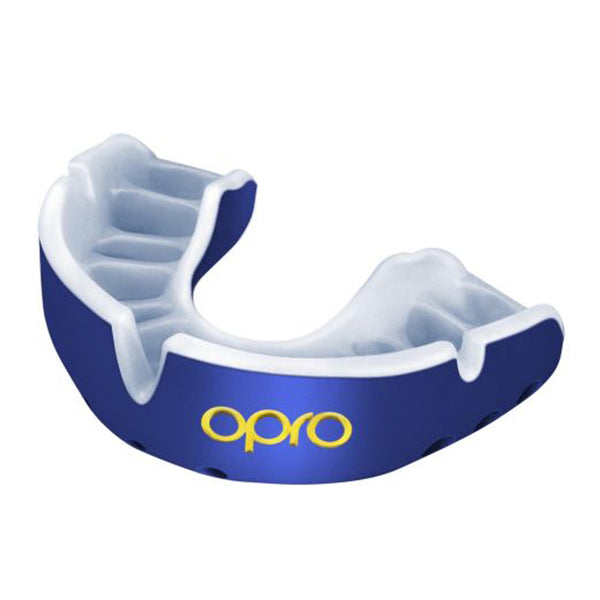 Opro Ortho Gold Mouthguard in Dark Blue/Pearl