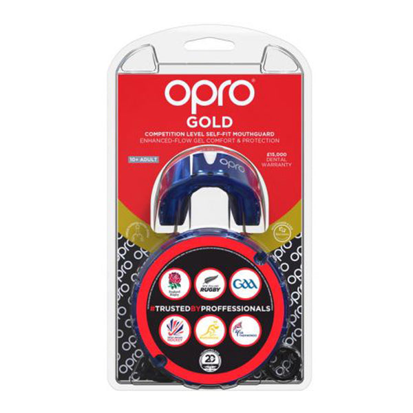 Opro Ortho Gold Mouthguard in Dark Blue/Pearl