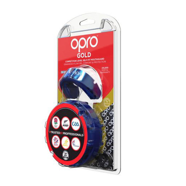Opro Ortho Gold Mouthguard in Dark Blue/Pearl