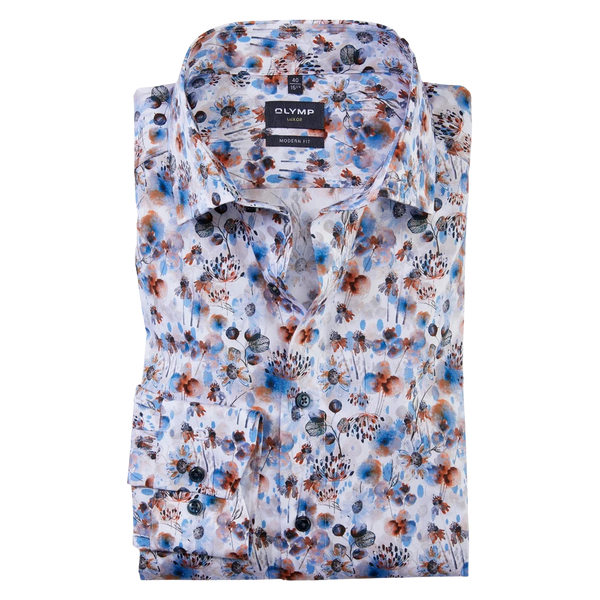 OLYMP Long Sleeve Floral Print Shirt for Men