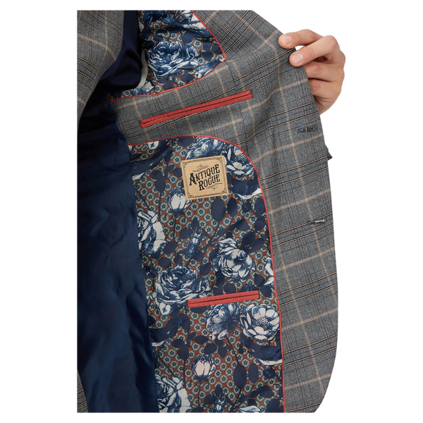 Antique Rogue Overcheck Suit Jacket for Men